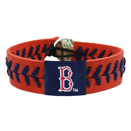 Boston Red Sox Leather Bracelet Team Color Ceramic Bead - ToylandEU