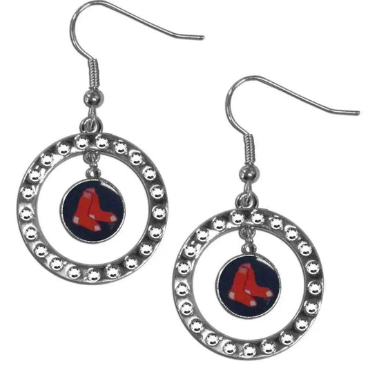  Boston Red Sox Rhinestone Hoop Earrings With Logo Charm -  ToylandEU™