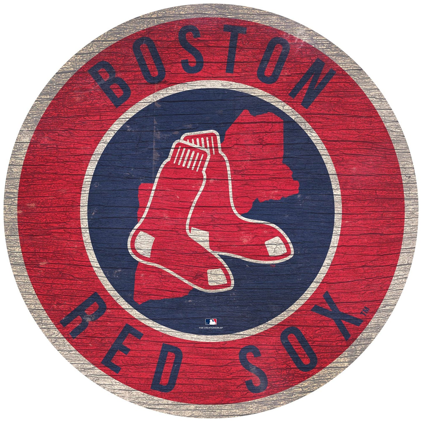 Boston Red Sox Round Wood Sign State Design 12 Inch - ToylandEU