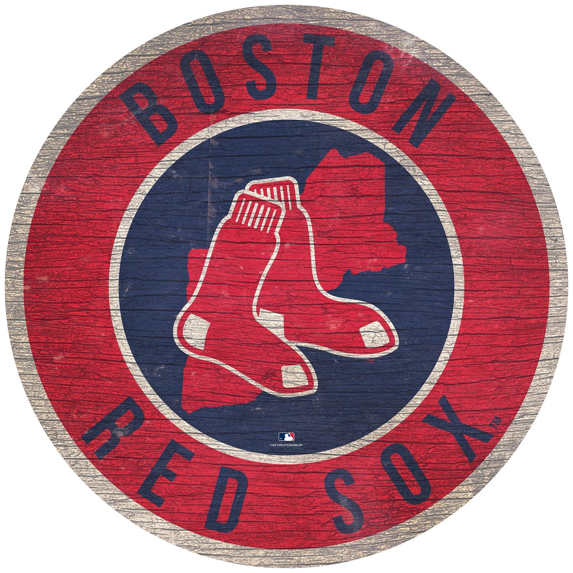 Boston Red Sox Round Wood Sign State Design 12 Inch - ToylandEU