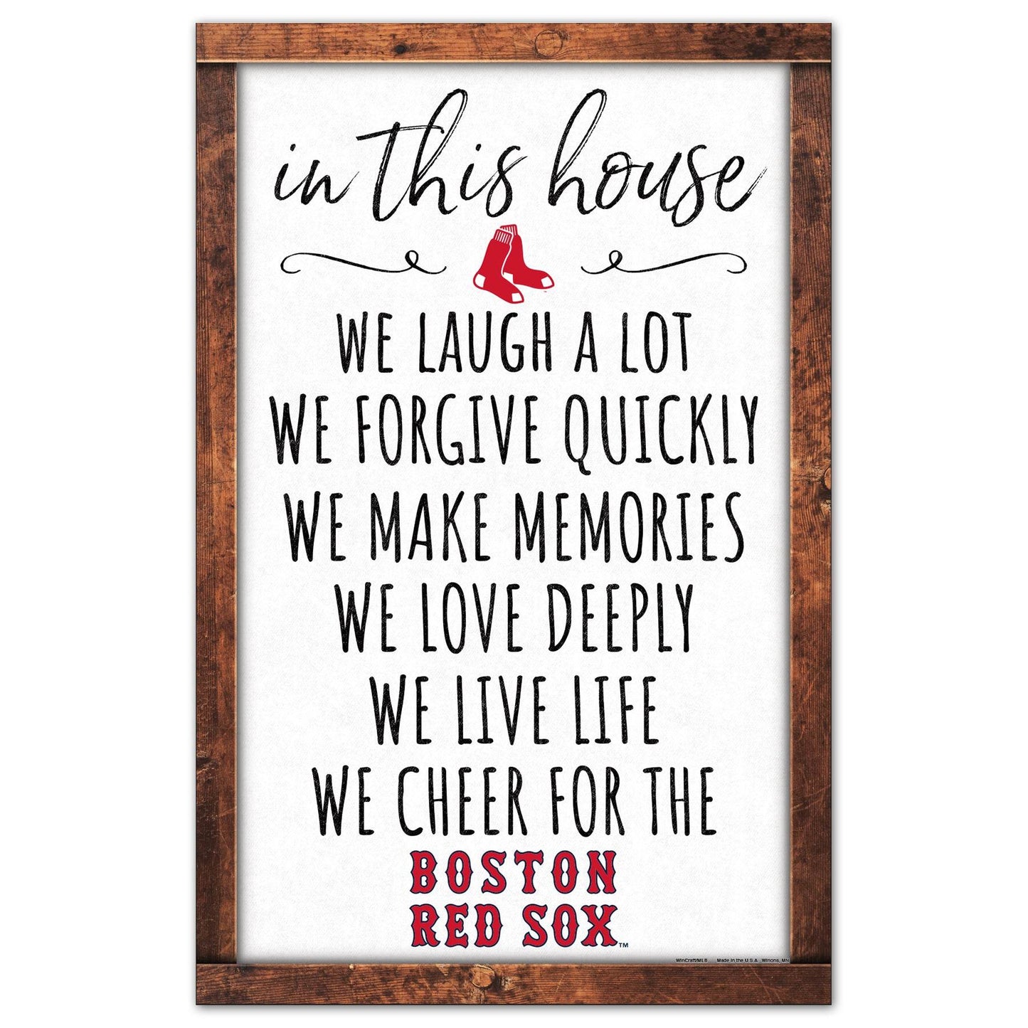 Boston Red Sox Sign 11x17 Wood Wall Art In This House - ToylandEU
