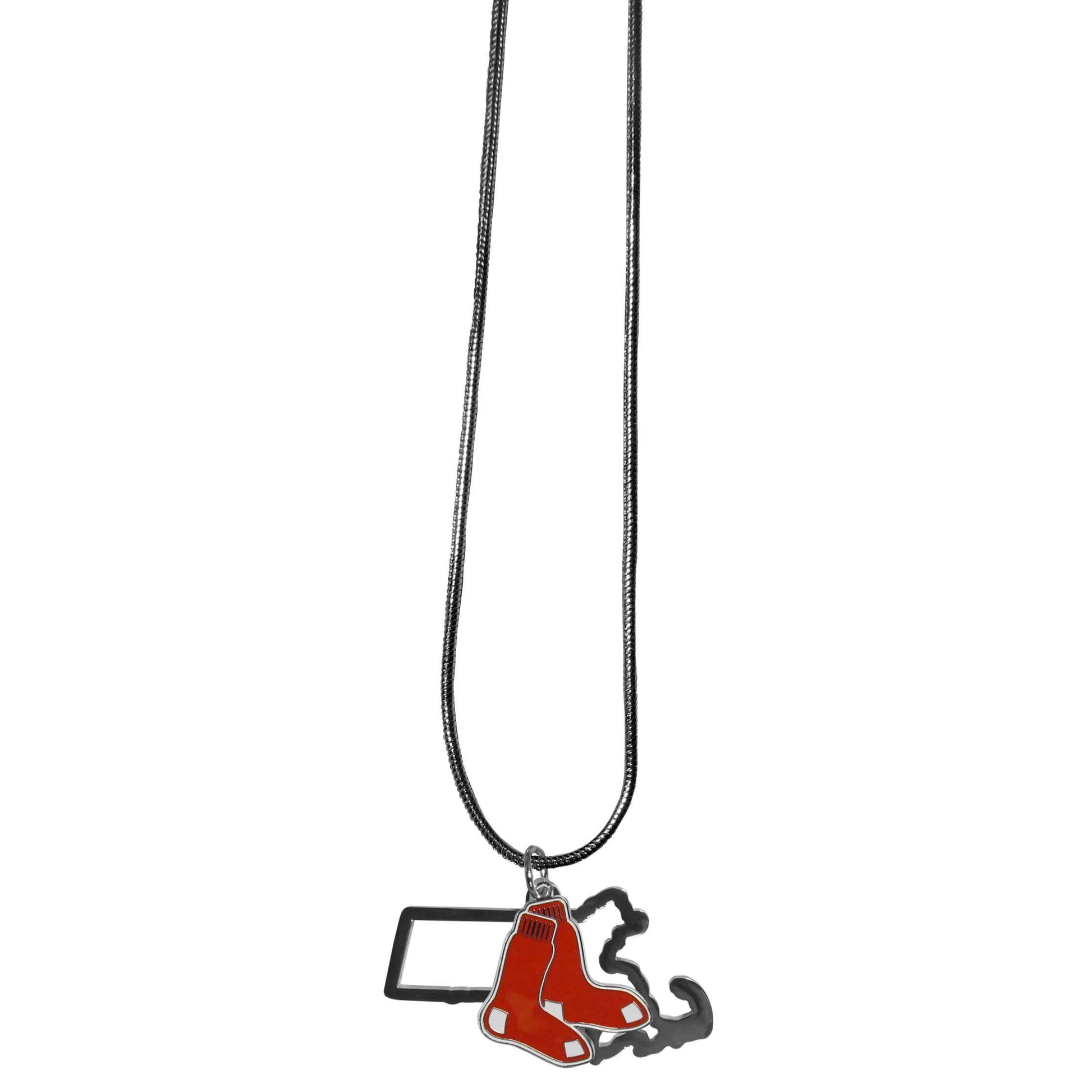 Boston Red Sox State Shape Necklace With Logo Charm - ToylandEU