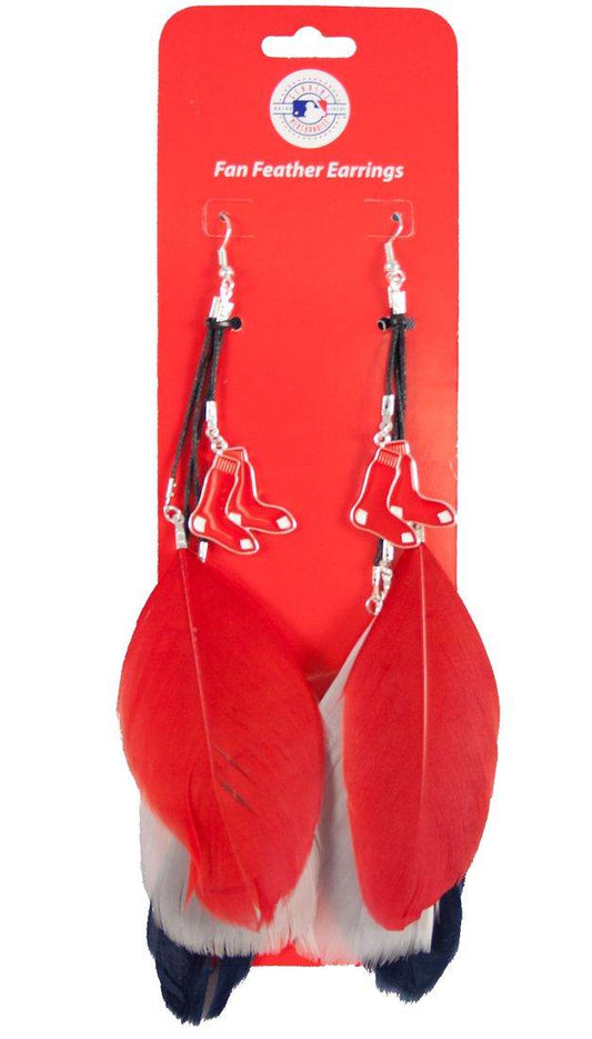 Boston Red Sox Team Color Feather Earrings By Little Earth - ToylandEU