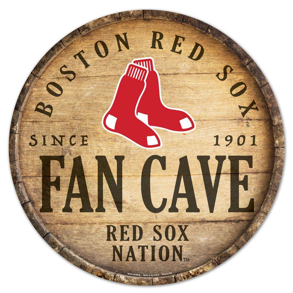 Boston Red Sox Wood Sign 14 Inch Round Barrel Top Decor - ToylandEU