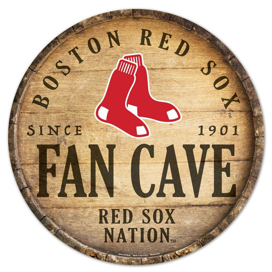 Boston Red Sox Wood Sign 14 Inch Round Barrel Top Decor - ToylandEU