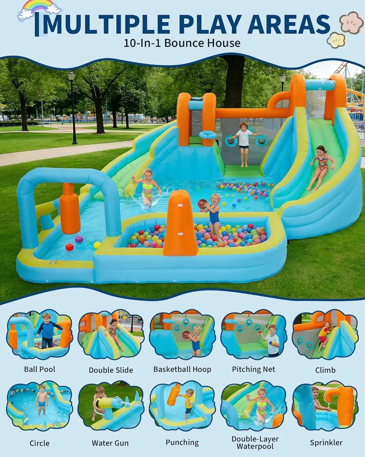 Inflatable Bounce House With Slide 10 In 1 Backyard Fun -  ToylandEU™