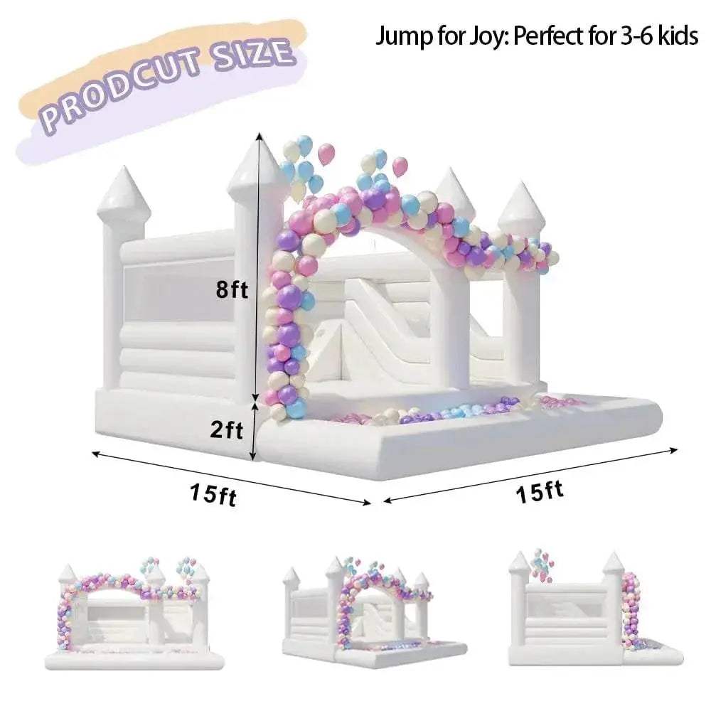  Stock Heavy Duty PVC 15Ft White Bounce House Castle For Party -  ToylandEU™