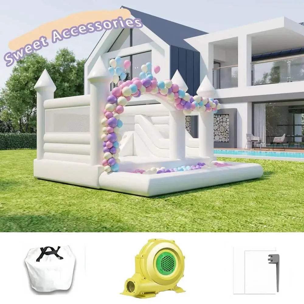  Stock Heavy Duty PVC 15Ft White Bounce House Castle For Party -  ToylandEU™