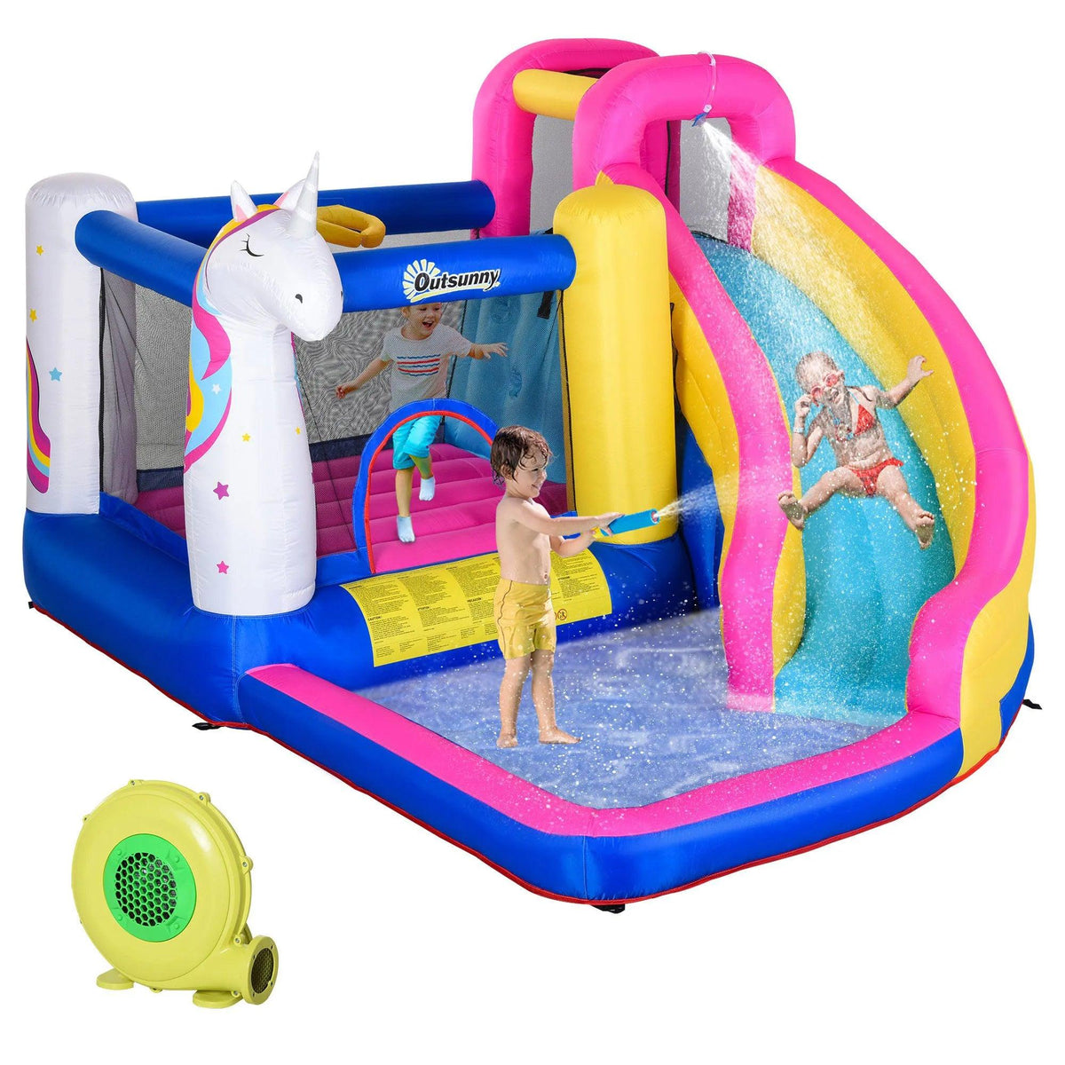  Unicorn 5-in-1 Inflatable Bounce House and Water Slide -  ToylandEU™