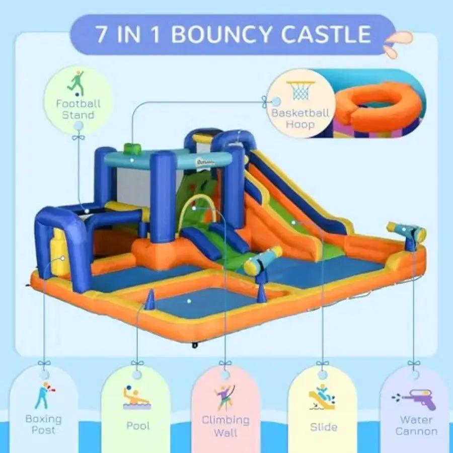  Inflatable Water Slide 7 In 1 Bounce House With Pool -  ToylandEU™