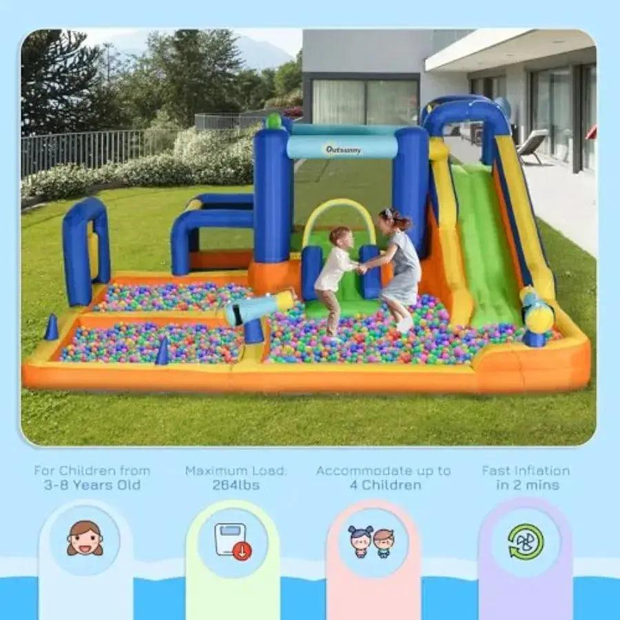  Inflatable Water Slide 7 In 1 Bounce House With Pool -  ToylandEU™