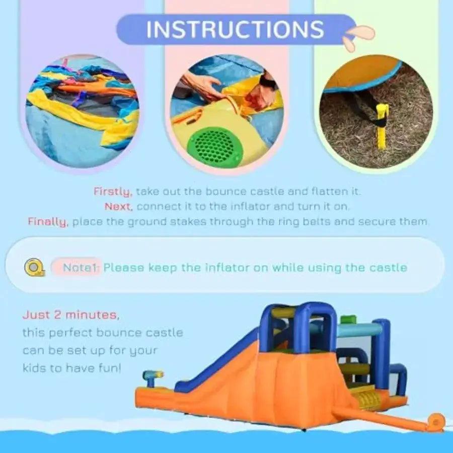  Inflatable Water Slide 7 In 1 Bounce House With Pool -  ToylandEU™