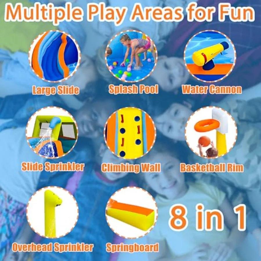  Inflatable Water Slide 8 In 1 Bounce House Backyard -  ToylandEU™