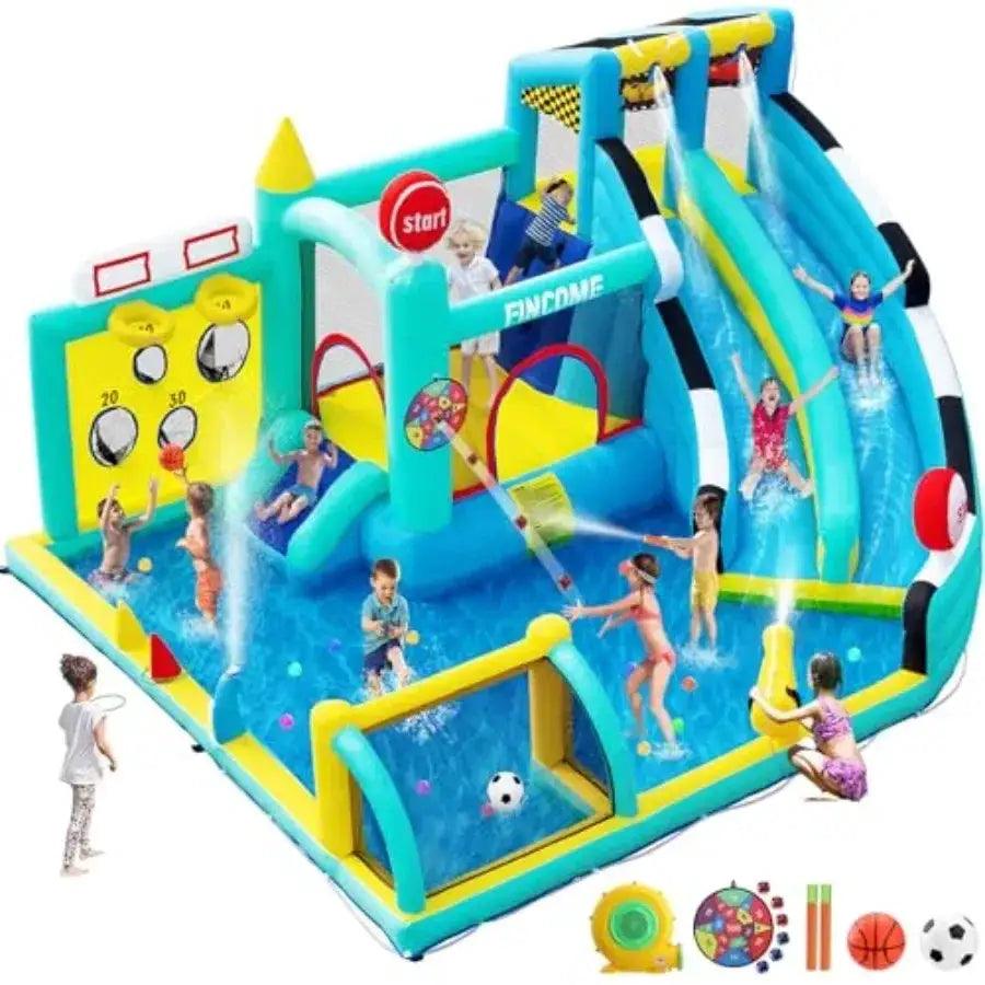  Large Double Slide Bounce House For Kids 3-10 With Pool -  ToylandEU™