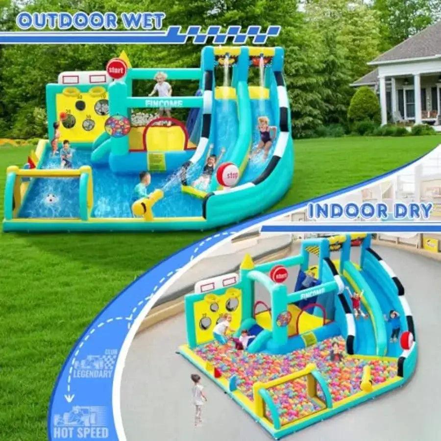  Large Double Slide Bounce House For Kids 3-10 With Pool -  ToylandEU™
