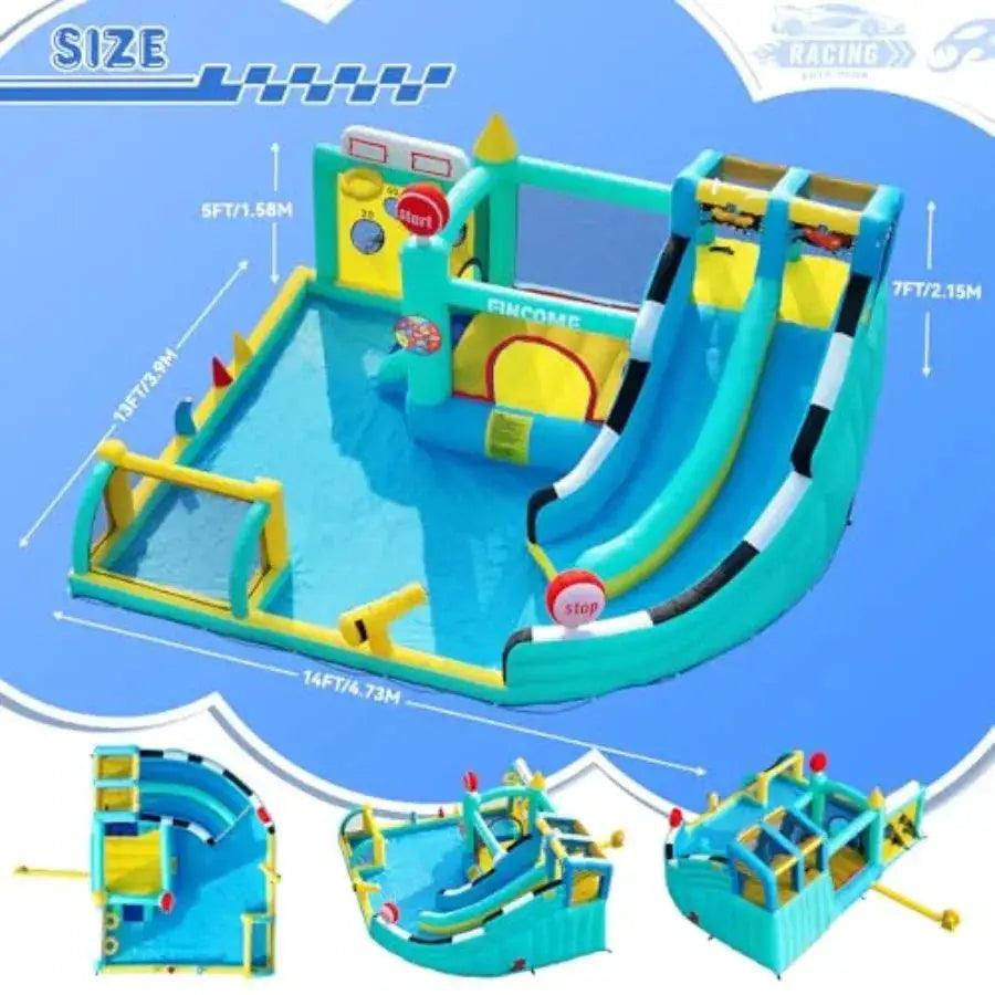  Large Double Slide Bounce House For Kids 3-10 With Pool -  ToylandEU™