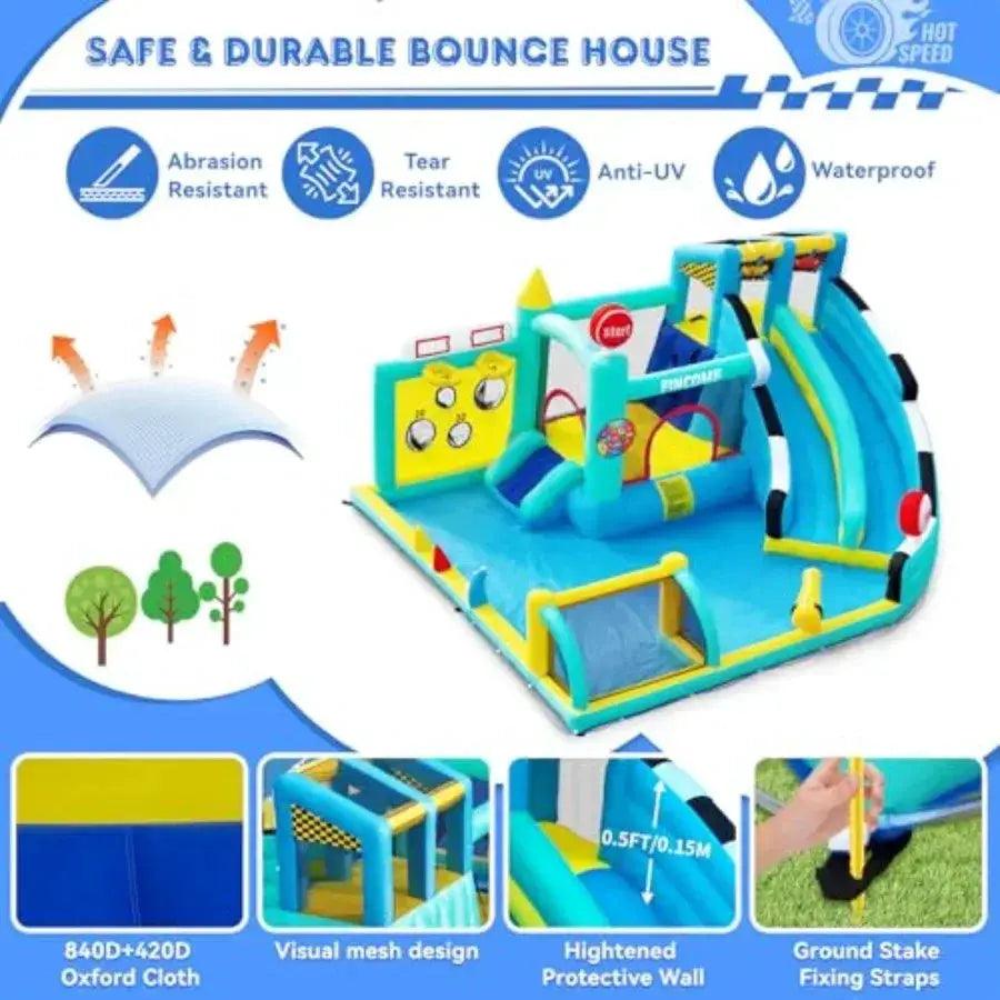  Large Double Slide Bounce House For Kids 3-10 With Pool -  ToylandEU™
