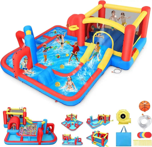  Bounce House Water Slide Obstacle Course For Kids Nylon -  ToylandEU™