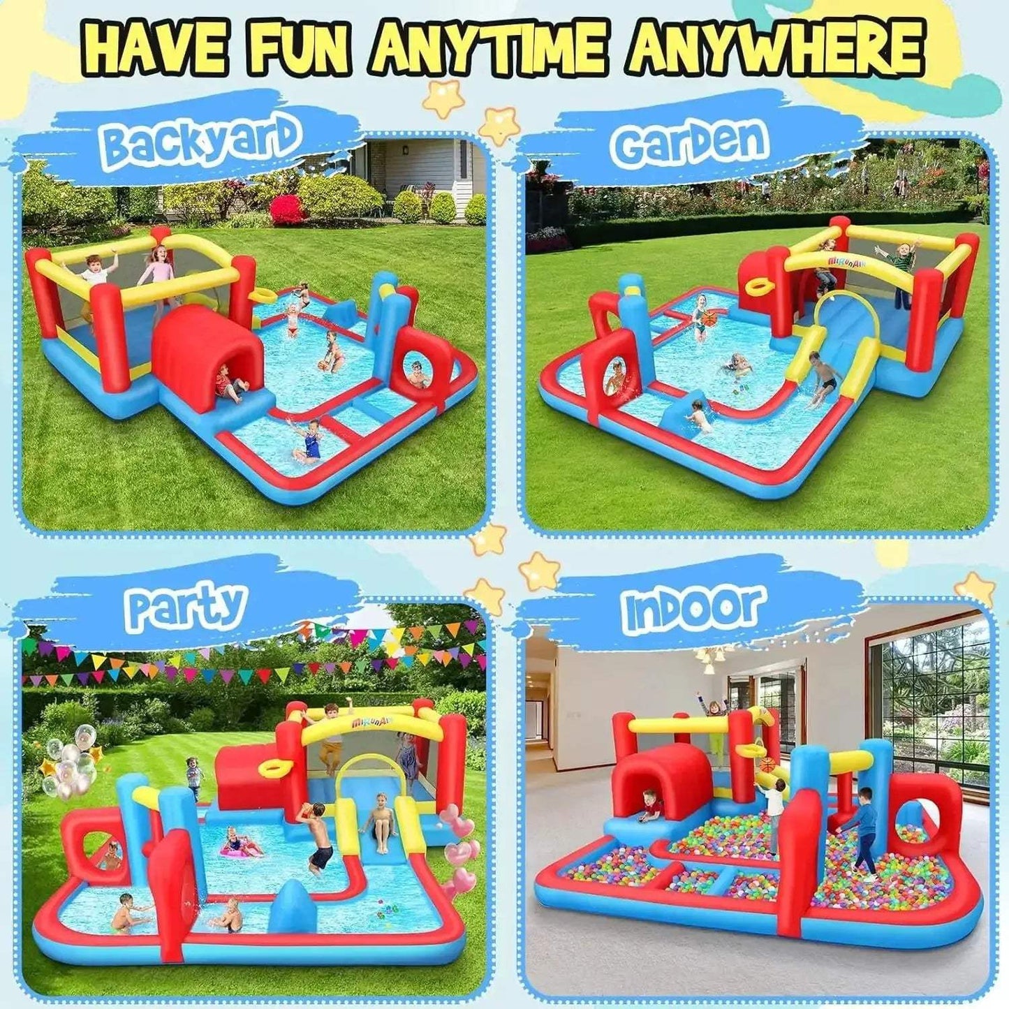 Bounce House Water Slide Obstacle Course for Kids With Blower - ToylandEU
