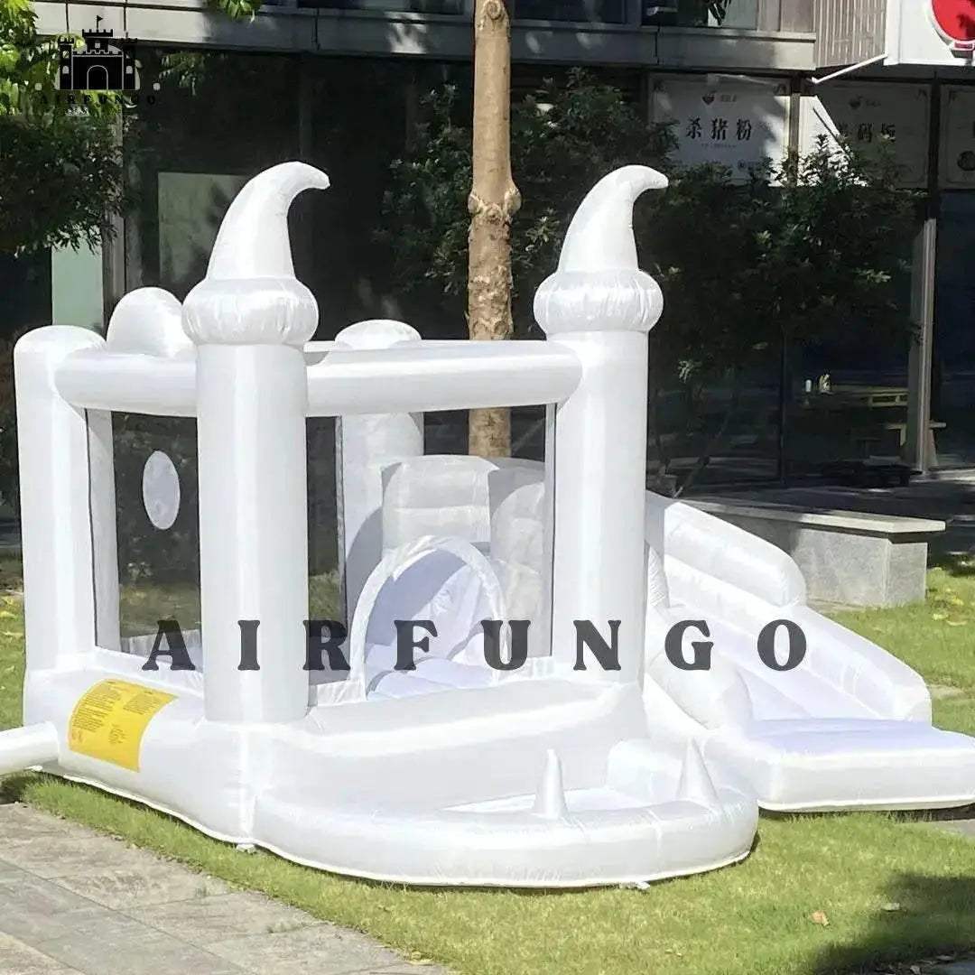  White Bounce House with Blower Kids Ball Pool Family Backyard Bouncy Castle Suitable for Birthday Events Parties Customization -  ToylandEU™