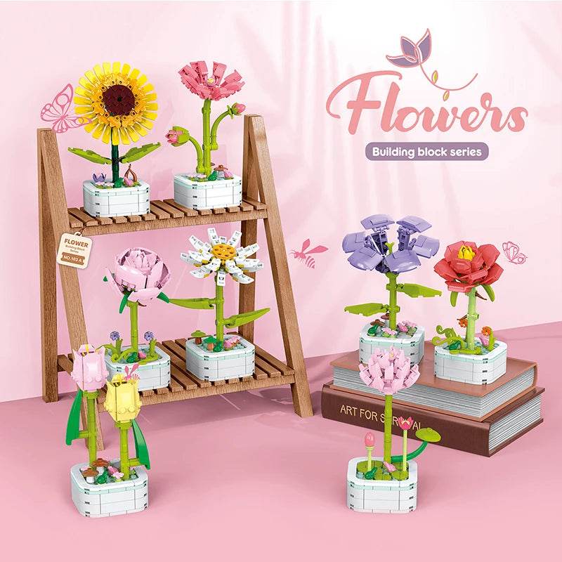 Bouquet Building Block Set Plant Potted Bricks Toys Girls Gifts - ToylandEU