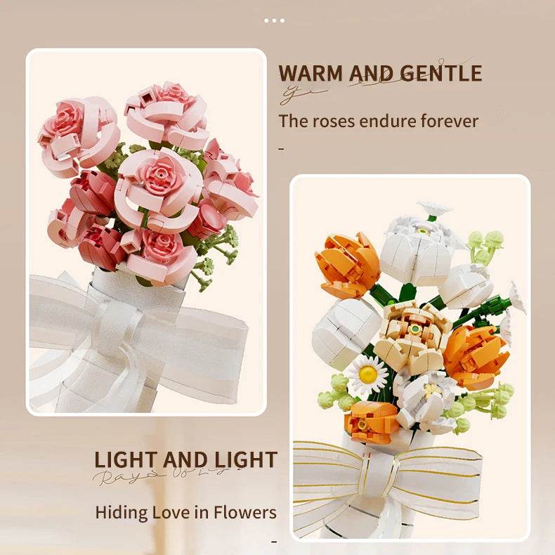 Bouquet Building Blocks Assembly Moc Model DIY Eternal Flower Display Bricks Kits Holiday Gifts Children Toys - ToylandEU