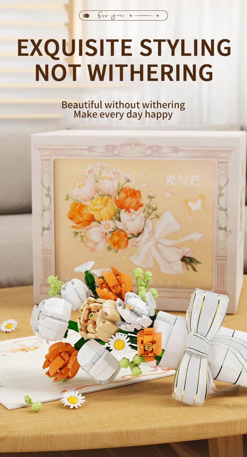 Bouquet Building Blocks Assembly Moc Model DIY Eternal Flower Display Bricks Kits Holiday Gifts Children Toys - ToylandEU
