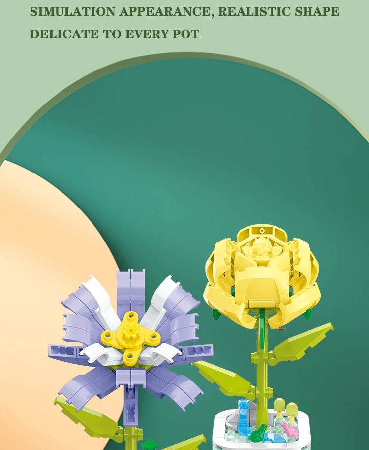 Bouquet Potted Building Blocks Eternal Flower Assembly Toys - ToylandEU