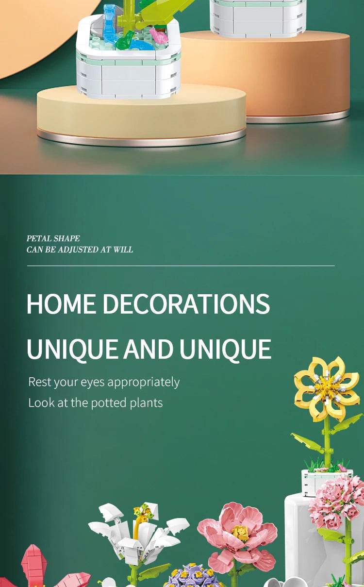 Bouquet Potted Building Blocks Eternal Flower Assembly Toys - ToylandEU