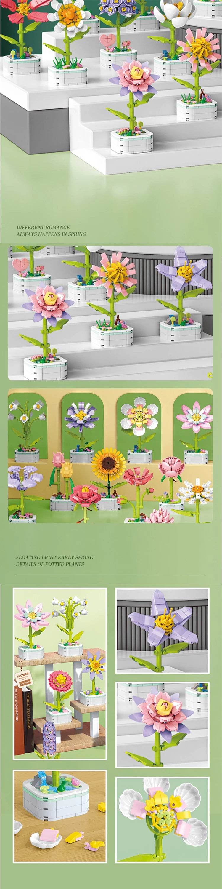 Bouquet Potted Building Blocks Eternal Flower Assembly Toys - ToylandEU