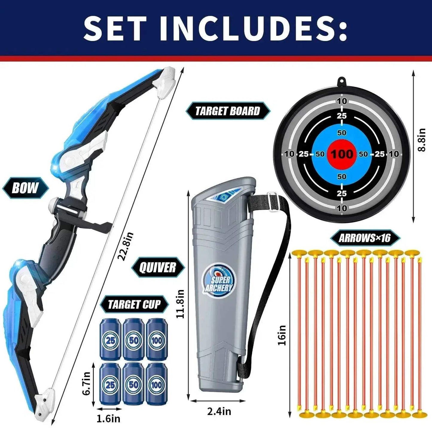  Bow and Arrow Toys with Light-up LED for Kids Ages 3+ -  ToylandEU™
