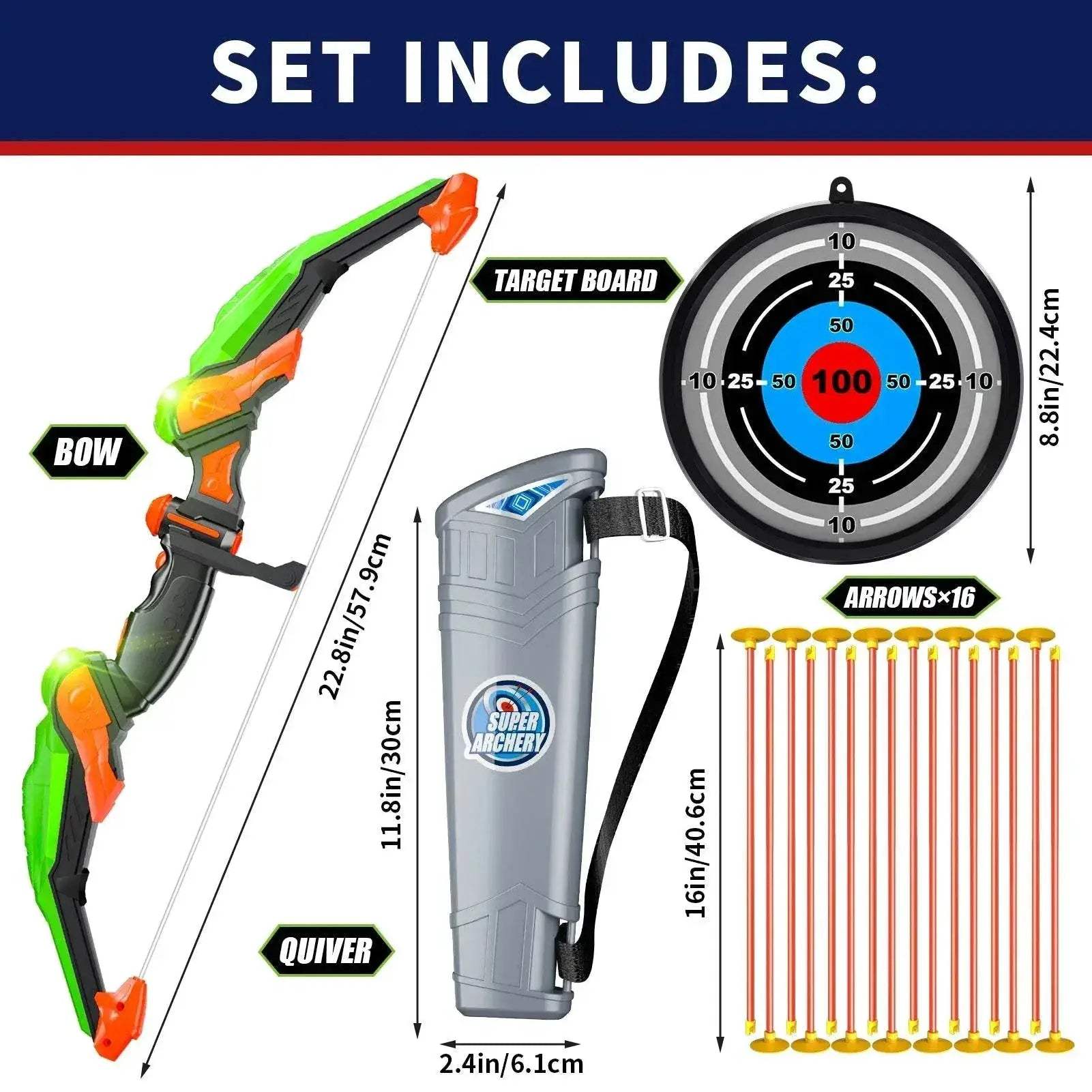  Bow and Arrow Toys with Light-up LED for Kids Ages 3+ -  ToylandEU™