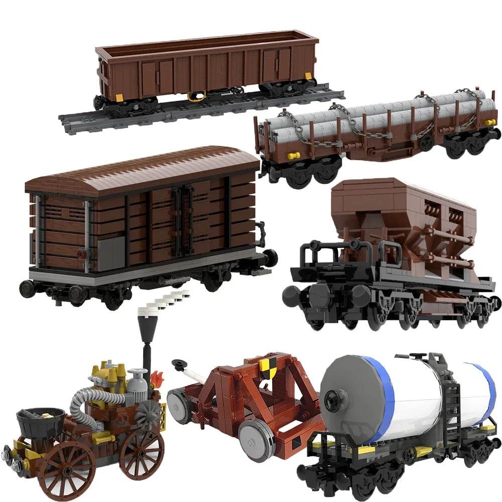 Boxcar Goods Wagon Building Block Kit MOC Railway Carriage - ToylandEU