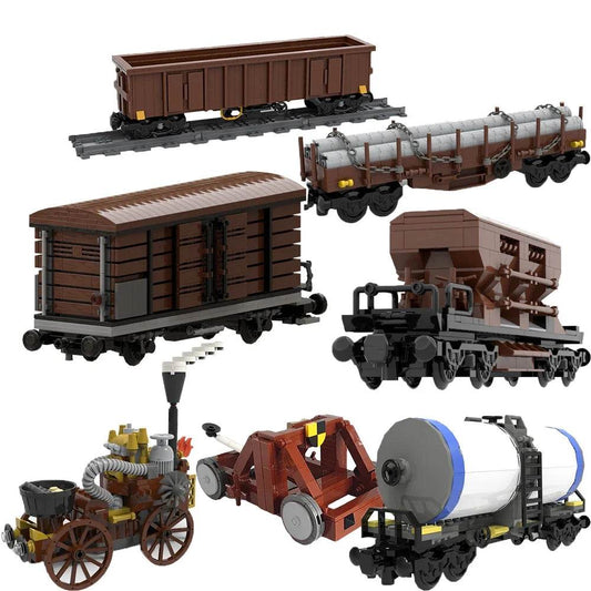 Boxcar Goods Wagon Building Block Kit MOC Railway Carriage - ToylandEU