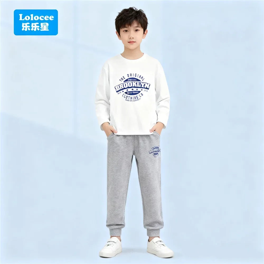 Boys 2-Piece Cotton Polyester Long-Sleeve Top and Pants Set New York Print 7-13Y - ToylandEU