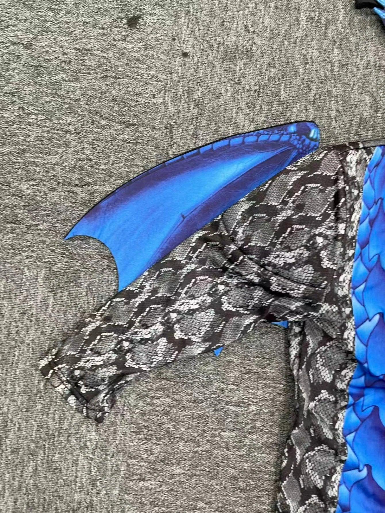 Boys Dinosaur Jumpsuit Set | Blue Wing And Mask | Toylandeu
