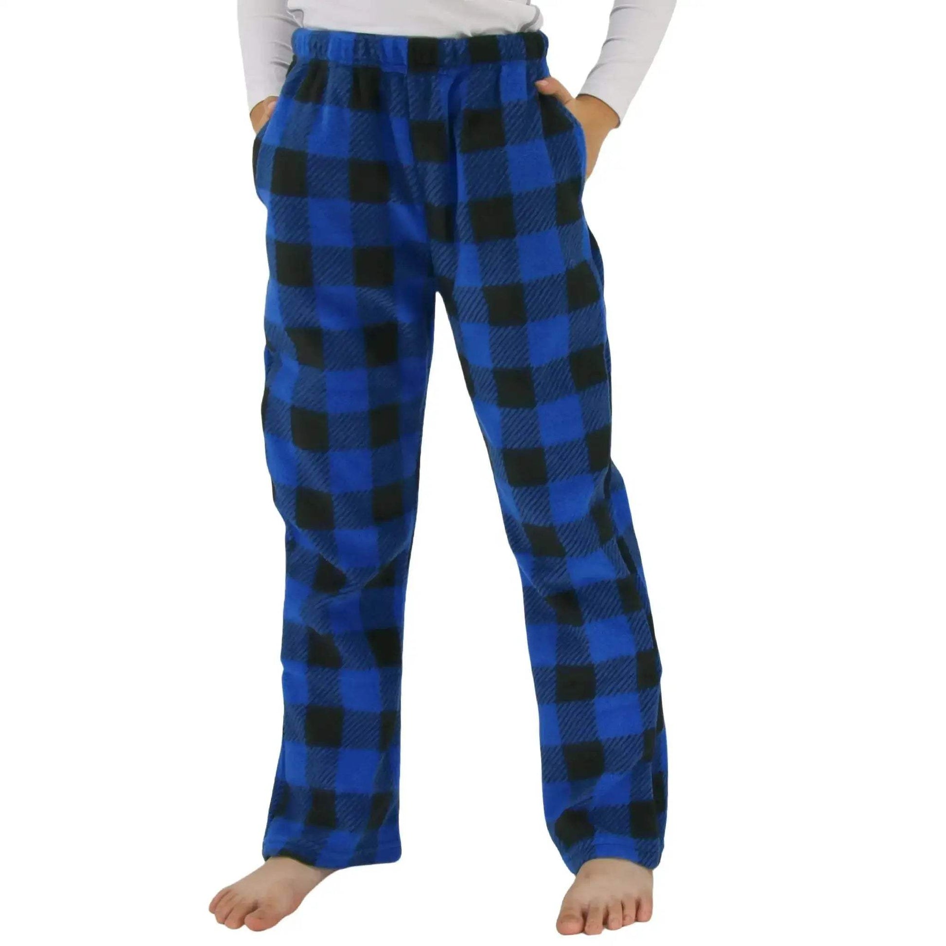 Boys Fleece Plaid Pajama Pants With Deep Pockets 7-13Y - ToylandEU