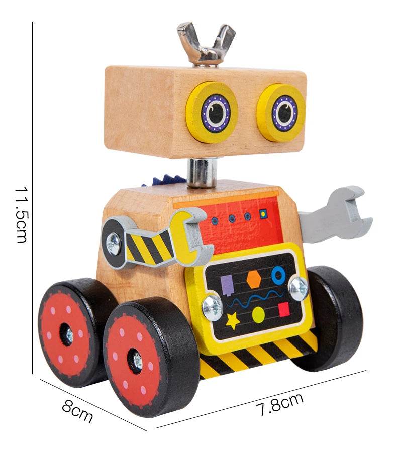 Boy's Gift Wooden Robot Educational Toy Montessori Develop Multifunctional Light Nut Screws Disassembly Tool for Toddler - ToylandEU