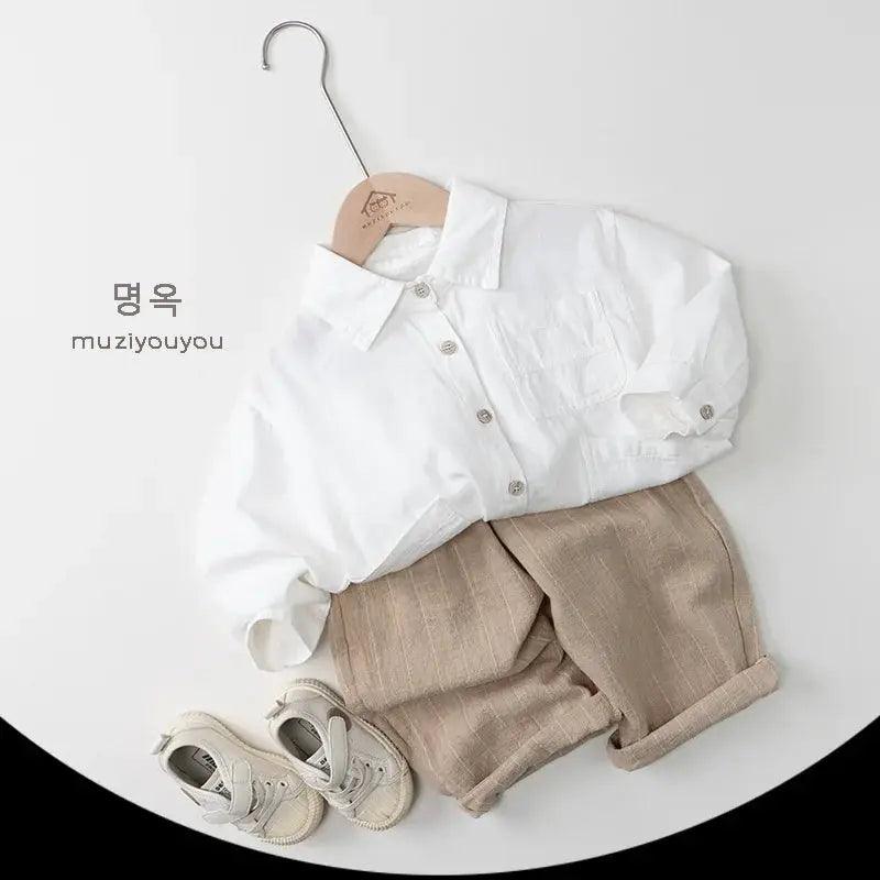 Boys Pants Cotton Linen Vertical Stripe Elastic Waist -  ToylandEU™