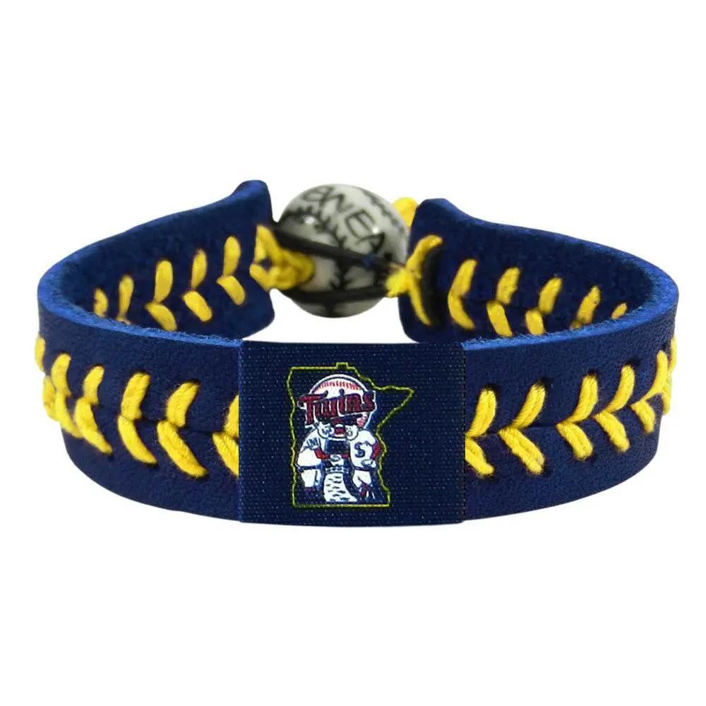  Minnesota Twins Leather Bracelet Navy and Yellow Thread -  ToylandEU™