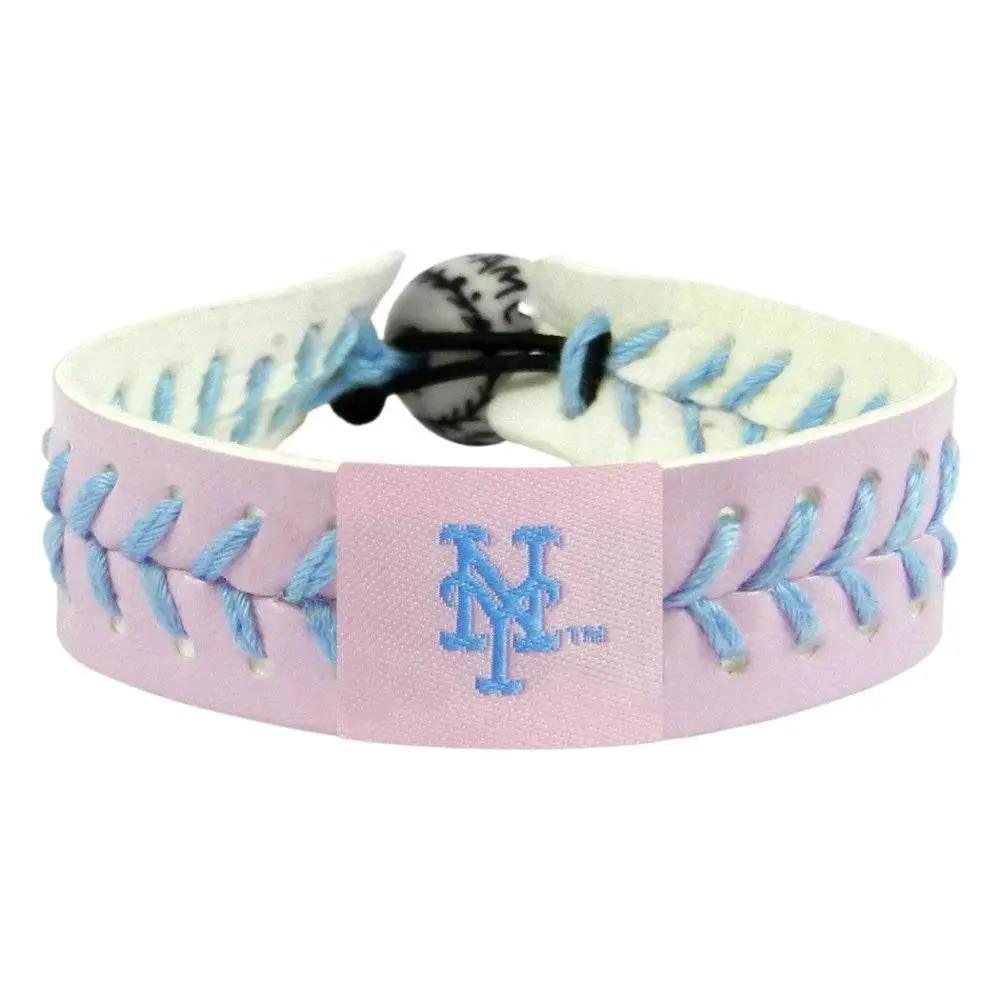  New York Mets Pink Leather Bracelet Powder Blue Thread -  ToylandEU™