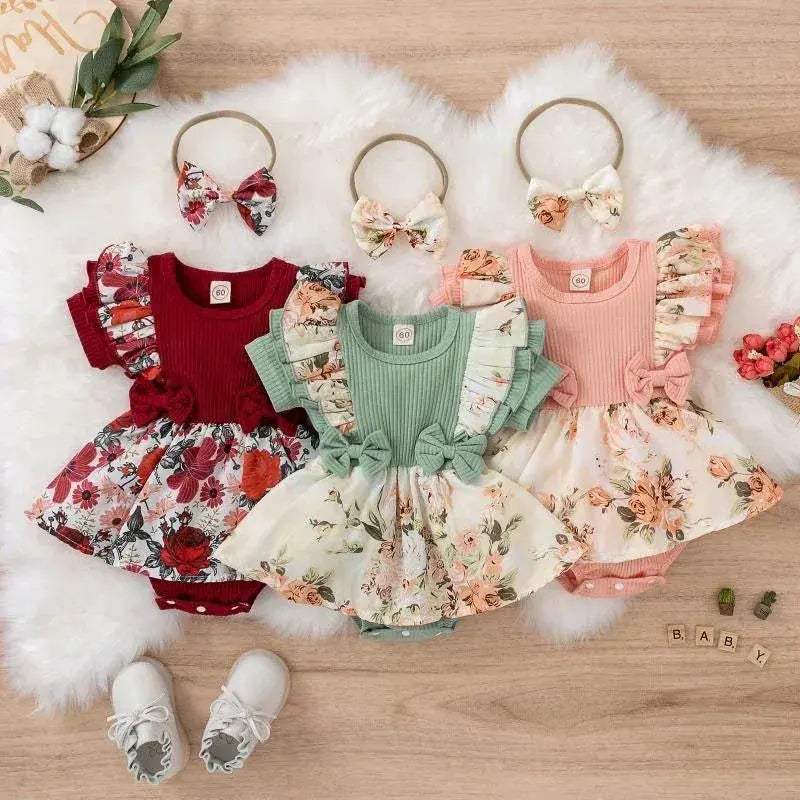  Breathable Baby Dress Bowknot Floral Cotton Toyland EU -  ToylandEU™