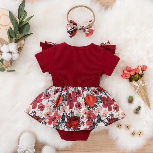 Breathable Baby Dress Bowknot Striped Floral Cotton For Newborn Girls Summer Crawling Wear - ToylandEU