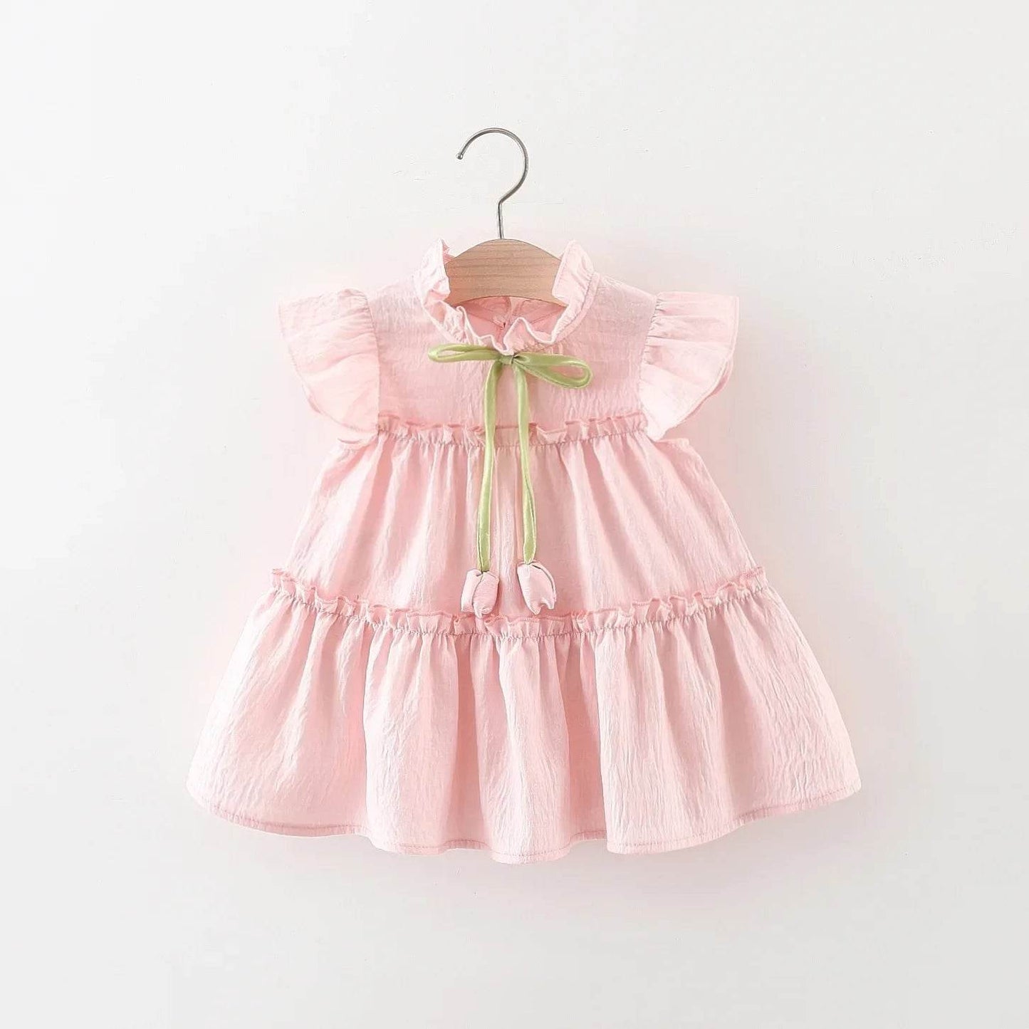 Breathable Baby Girl Dress With Tulip Pattern Embellishment For Girls Aged 9 Months To 4 Years - ToylandEU