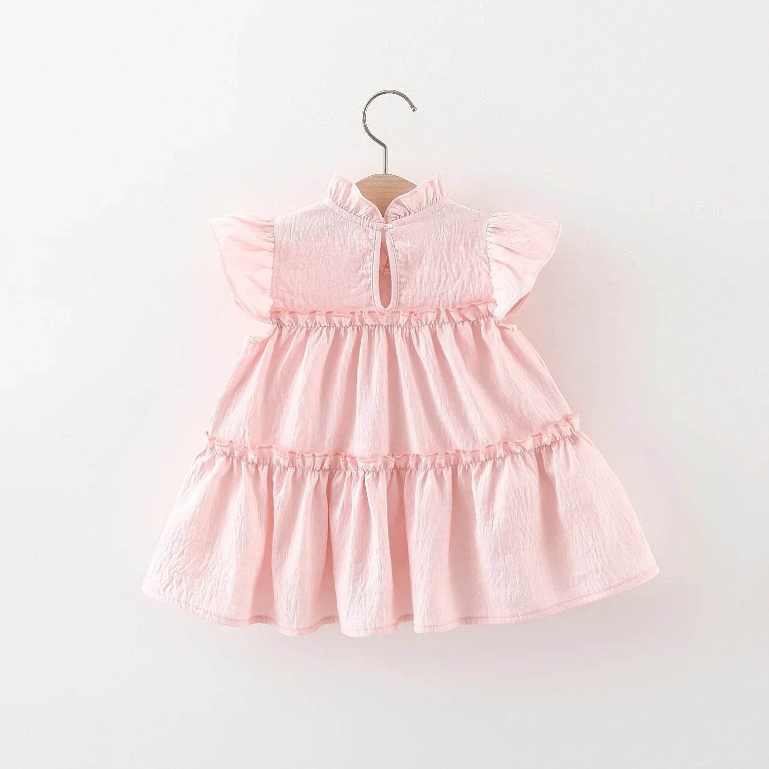 Breathable Baby Girl Dress With Tulip Pattern Embellishment For Girls Aged 9 Months To 4 Years - ToylandEU