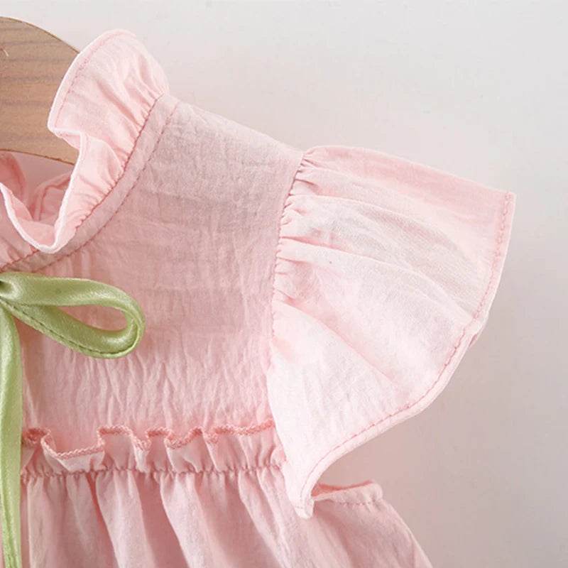 Breathable Baby Girl Dress With Tulip Pattern Embellishment For Girls Aged 9 Months To 4 Years - ToylandEU
