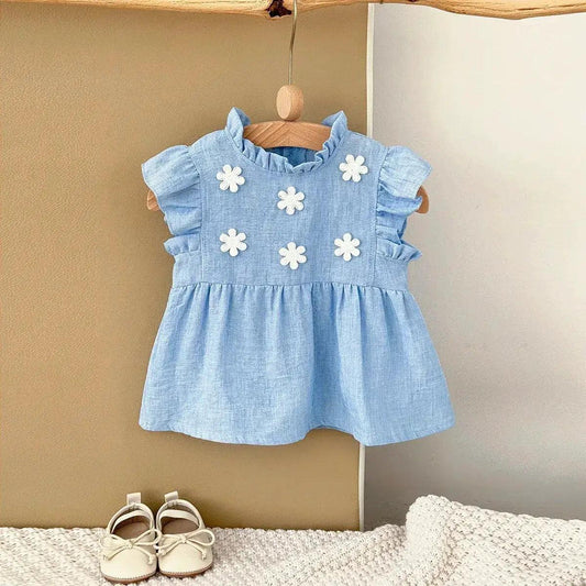  Breathable Baby Girls Floral Princess Knee Length Dress -  ToylandEU™