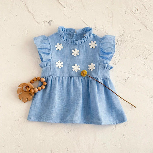 Breathable Baby Girls Floral Princess Knee Length Dress - ToylandEU
