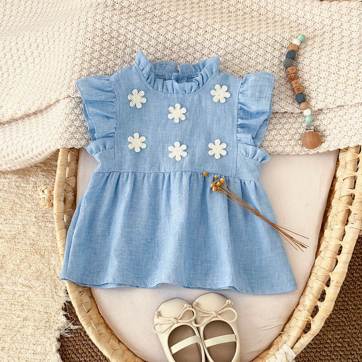 Breathable Baby Girls Floral Princess Knee Length Dress - ToylandEU