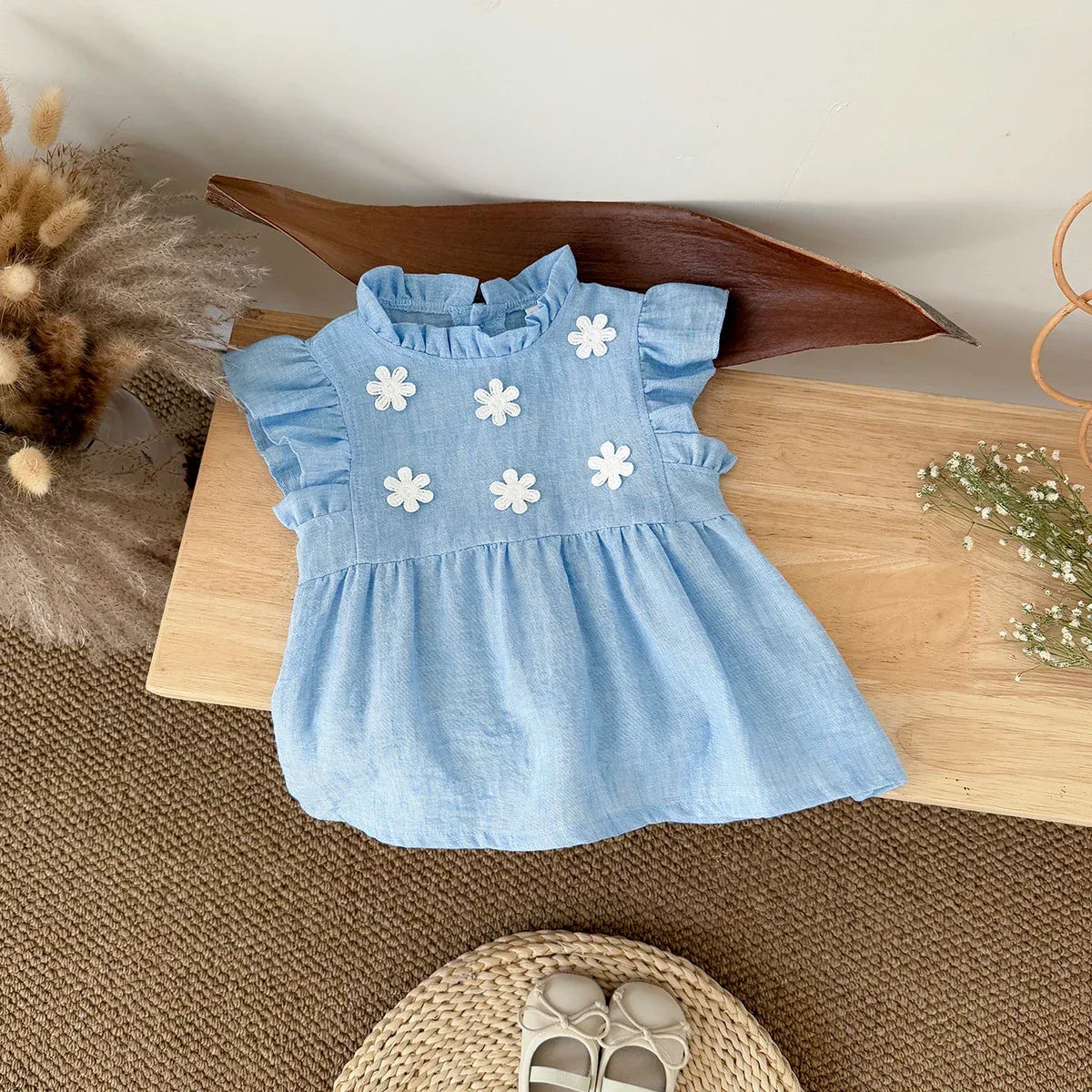 Breathable Baby Girls Floral Princess Knee Length Dress - ToylandEU